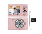 48MP HD Retro Digital Camera with 32G Memory Card 1080P Kids Student Camera Pink