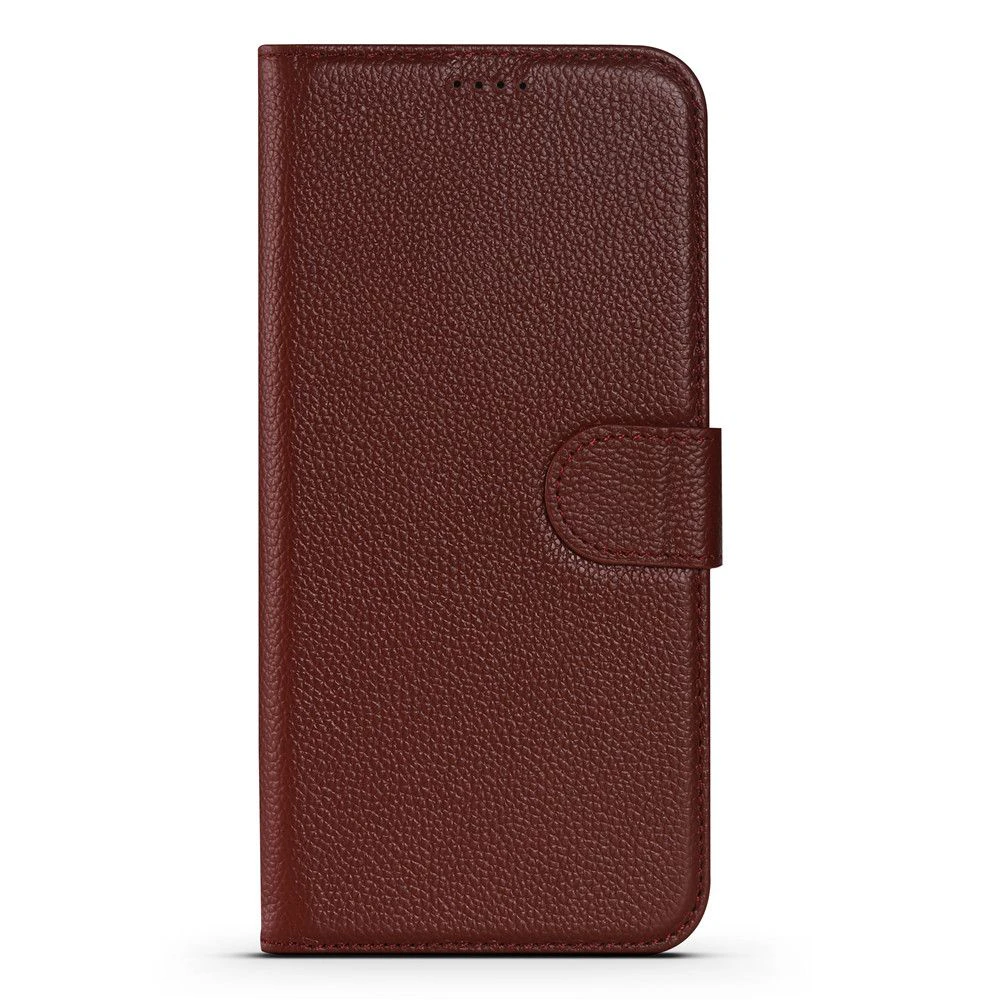 For iPhone 14 Pro Max Case Fashion Cowhide Genuine Leather Wallet Cover Wine Red