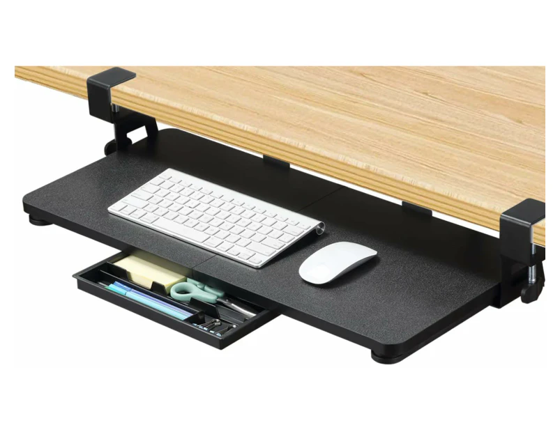 Keyboard Tray Under Desk Large 26.77" X 11.81" C Clamp Mount Easy Install