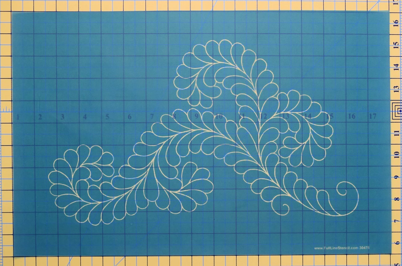 Quilting Full Line Stencil FANCY FEATHER II A3 Reusable for Quilts use Pounce New