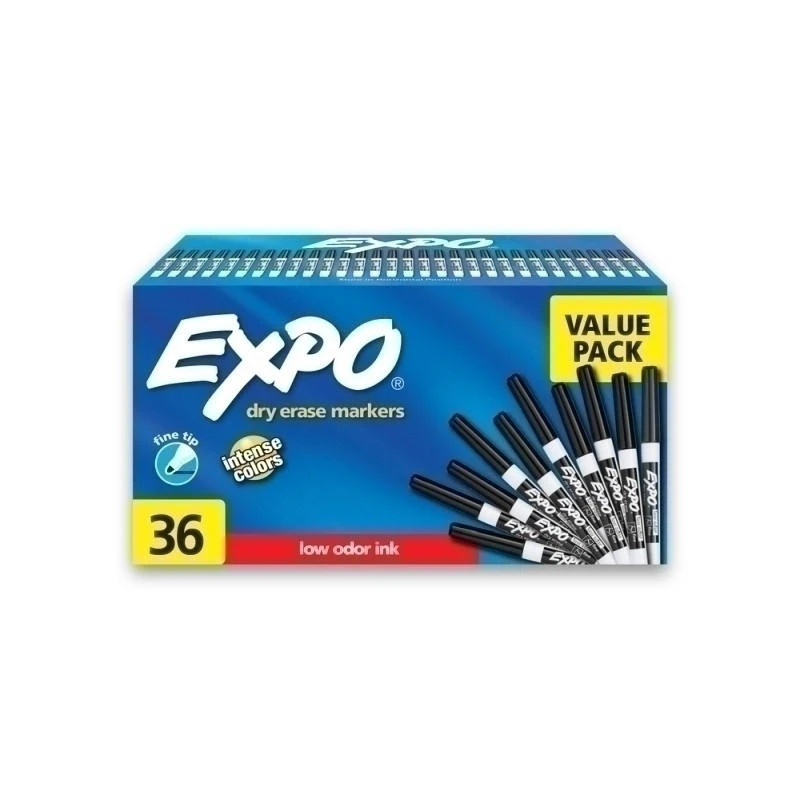 EXPO D/E WB Marker FT Blk  Box of 36