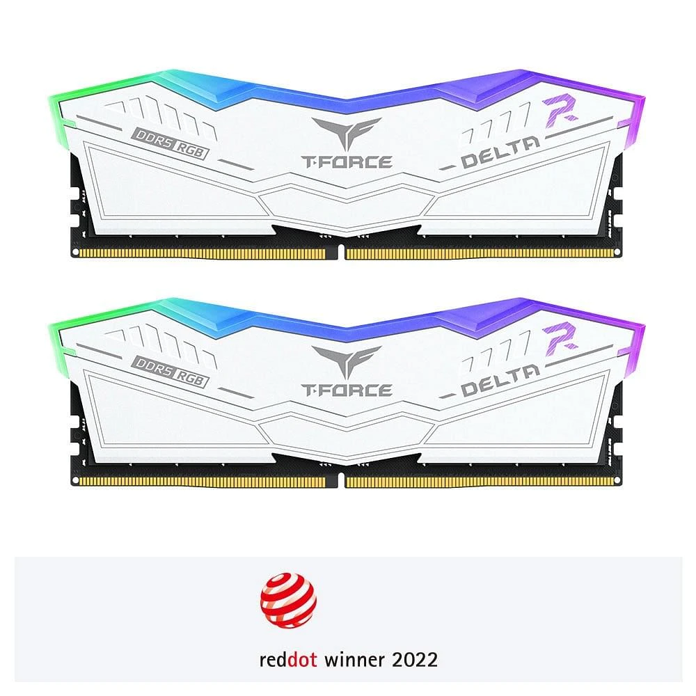 Team T-Force Delta RGB 32GB (2x16) DDR5-6000 Memory - White [FF4D532G6000HC30DC01]