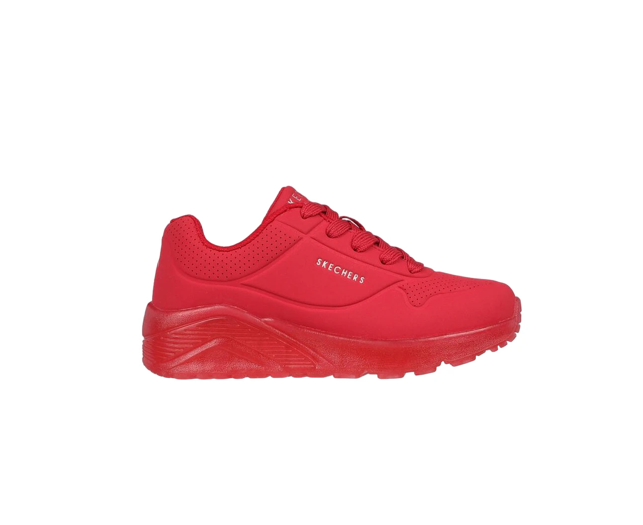 Girls Kids Skechers Uno Ice Red Comfy Unisex Running Shoe Synthetic