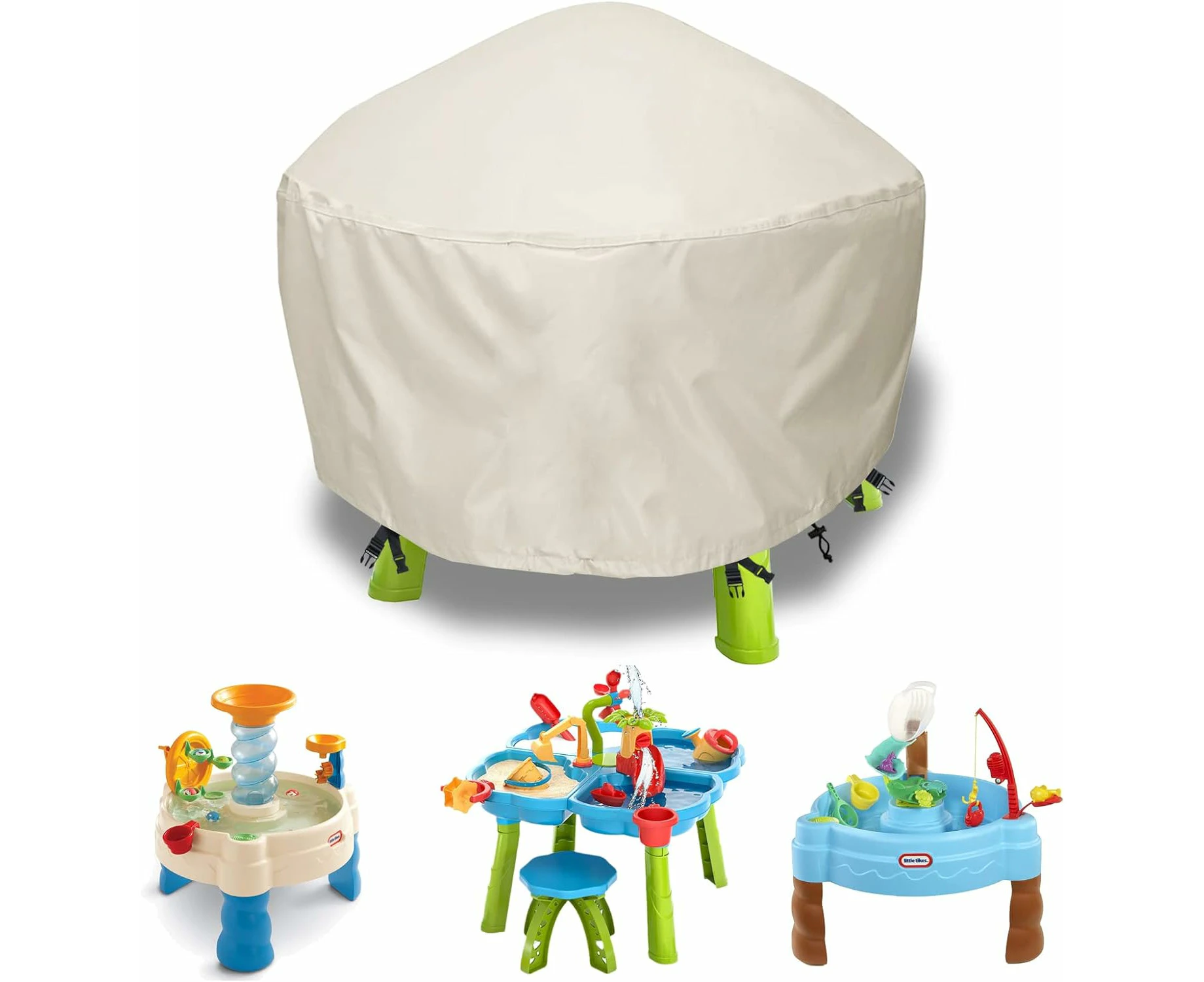 Kids Water Table Cover Waterpark Play Table Cover Sand Water Table Cover Outdoor Toys Cover 34X34X18 inch-(Cover only)-Beig