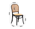 Oikiture Dining Chairs Wooden Chairs Rattan Accent Chair Black