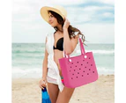 Lady Shopping Large Summer Beach Bag Tote Casual Travel Croc bags - Rose Red