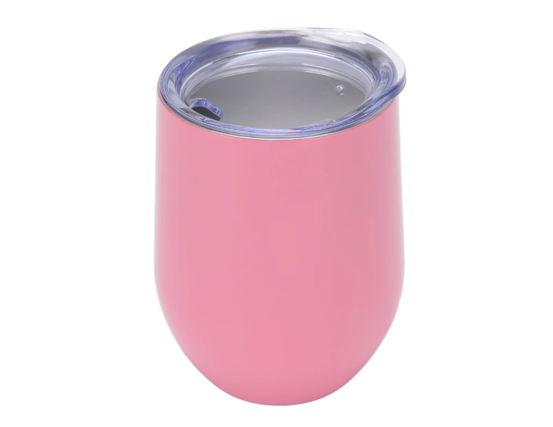 Stainless Steel Tumbler Vacuum Insulated Cups 12Oz Capacity Double Wall U Shaped Eggshell For Drinks Wine Water Pink