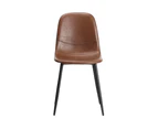 Oikiture 2x Dining Chairs Kitchen Accent Chair Lounge Room PU Leather Brown