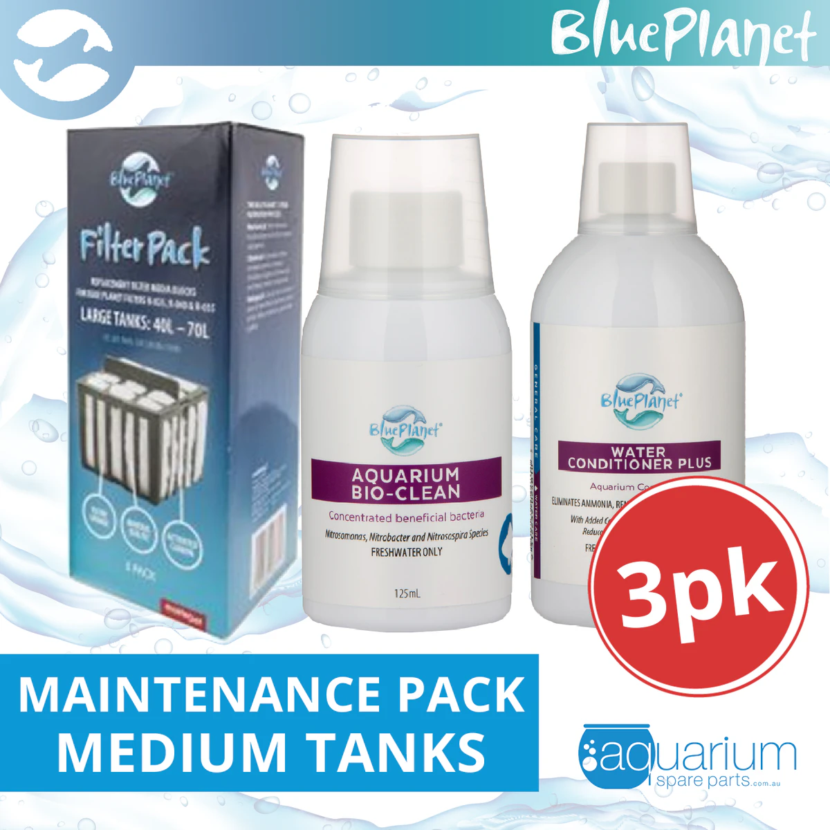 Blue Planet Maintenance Pack Medium Tank - Up to 70L (3pk)