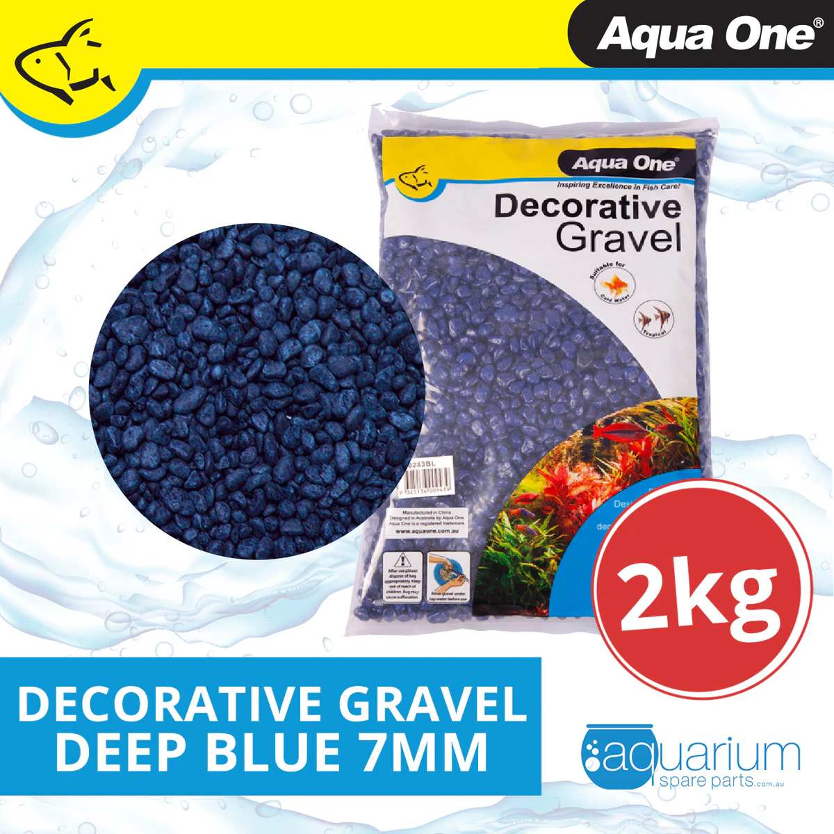 Aqua One Decorative Gravel Deep Blue 7mm 2kg (10283BL)