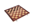 3 in 1 Double-Faced Folding Wooden Chess Checkers Backgammon Travel Board Game 24cm x 24cm