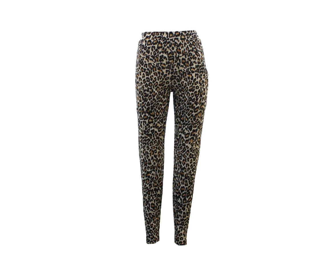 FIL Women's Leggings Slim Pants w Pockets Trousers  - Leopard Print A