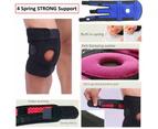 4 Spring Hinged Full Knee Support Brace Knee Protection Strap Cycling Running