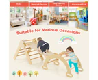 Costway Kids Climber Playset Wood Climbing Triangle Rocking Arch Slide Set w/Climbing Board Home Daycare Gifts