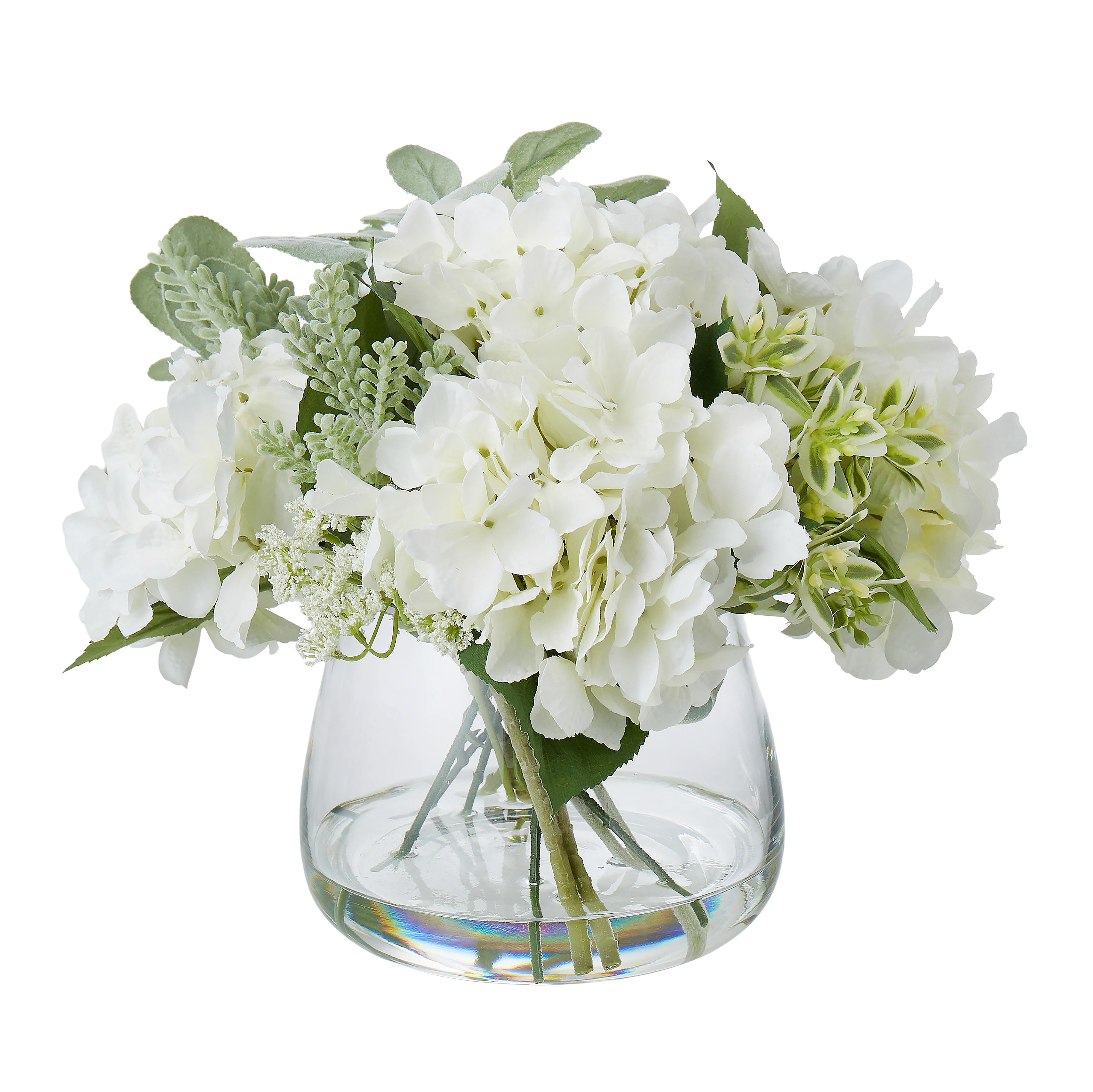 Rogue White Hydrangea Mix Bouquet Artificial Flowers with Bowl Fake Floral Arrangements Home Decor