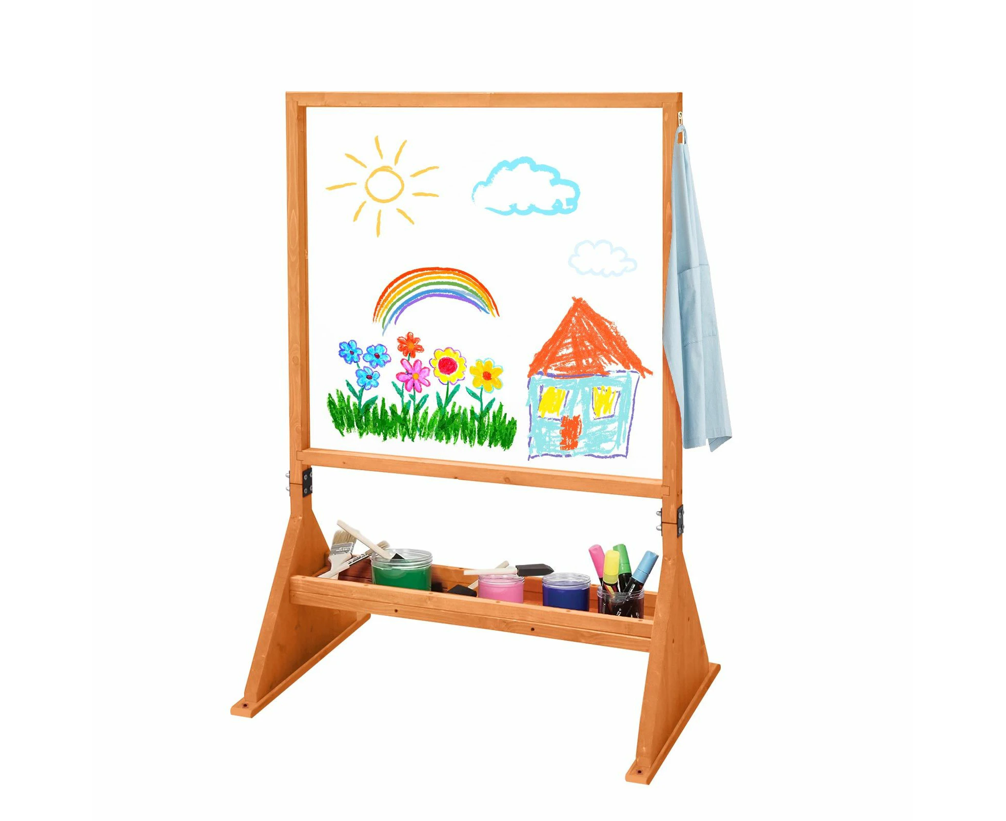 Children Art Easel Stand Wooden Clear Acrylic Double Sided Drawing Painting Writing Board Outdoor Play Station Artist Craft Tool Storage Display Kidbot