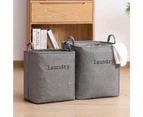 ishuif Laundry Hamper Bag Large Capacity Saving Space Demin Washing Storage Foldable Clothes Basket for Bedroom-Grey L