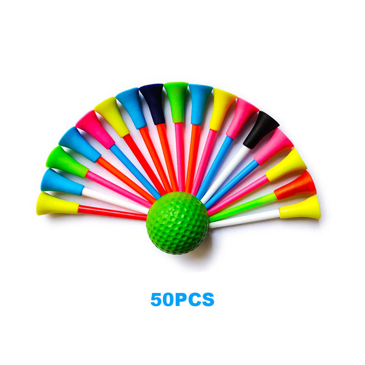 60pcs 83mm Golf Tees Multi Color Plastic With Rubber