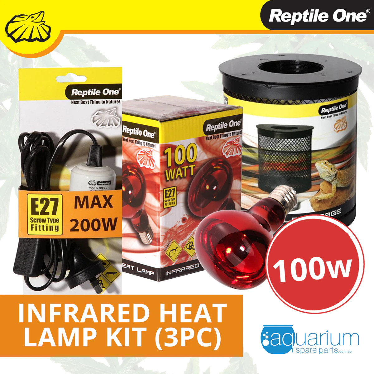 Reptile One Infrared Heat Lamp Kit 100W (3pc)