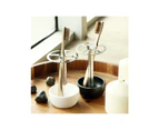 Metal Toothbrush Holder Stand for Bathroom Vanity Countertops Razors 4.72x2.75 Inch White Black Optional-Color-Black