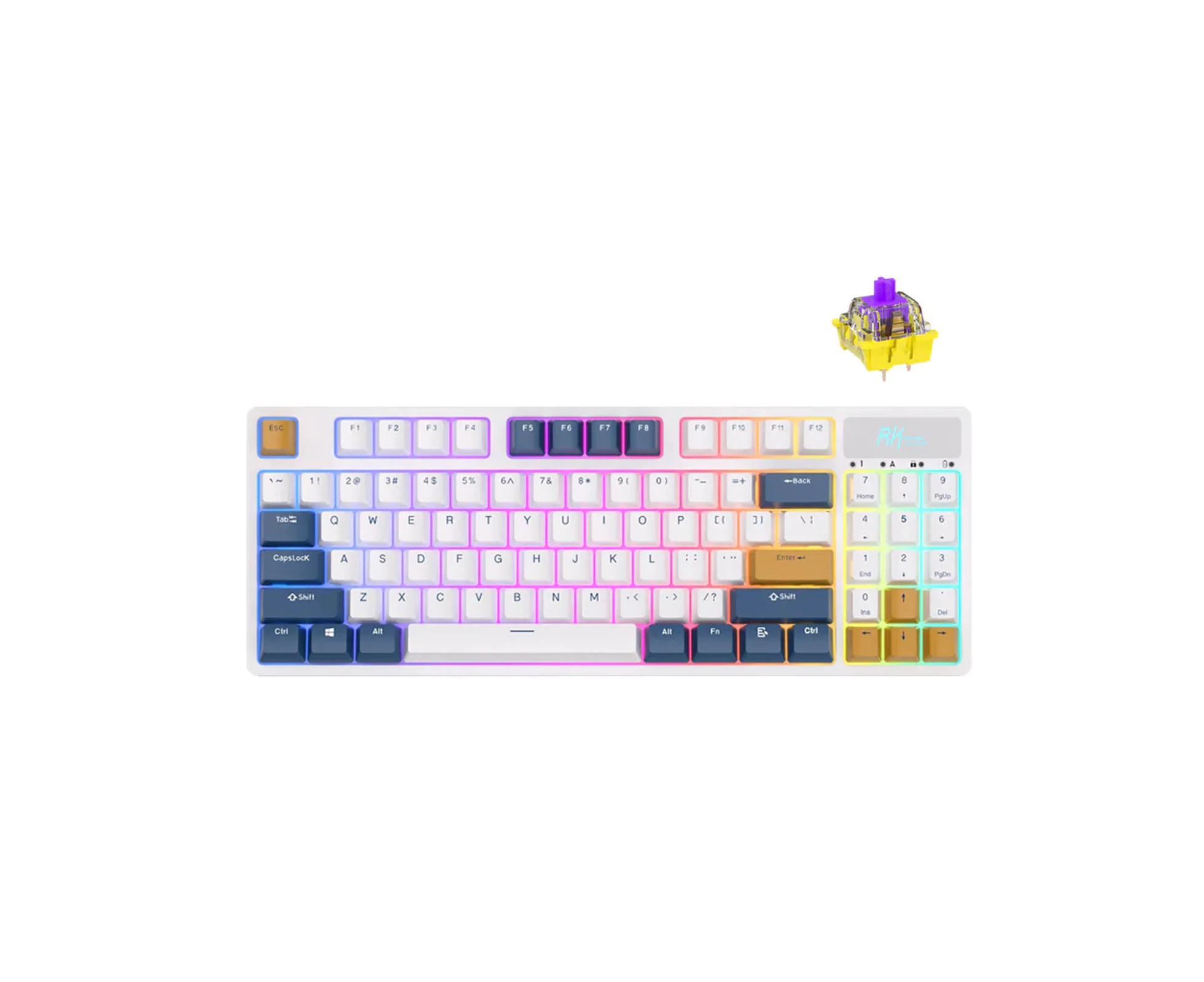 Royal Kludge RK89 Tri Mode RGB Hot Swappable Mechanical Keyboard White (Lemon Switch)