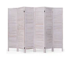 Costway 6 Panels Wooden Room Divider Privacy Screen Freestanding Room Partition Slat White