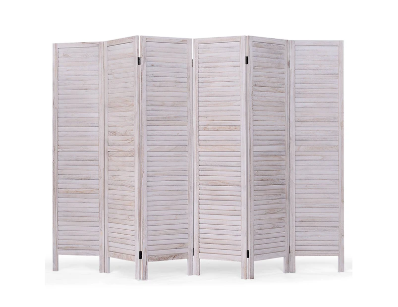 Costway 6 Panels Wooden Room Divider Privacy Screen Freestanding Room Partition Slat White