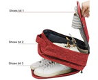 Travel Shoe Bag Waterproof Holds 3 Pair of Shoes for Travel and Daily Use Storage Pouch,Winered