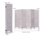 Costway 6 Panels Wooden Room Divider Privacy Screen Freestanding Room Partition Slat White