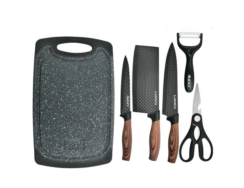 6 pieces Kitchen Knife Set Chef Knives Stainless Steel Nonstick Scissor Cutting Board