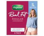 Depend Real Fit Incontinence Underwear Regular Women Large 8 Pack