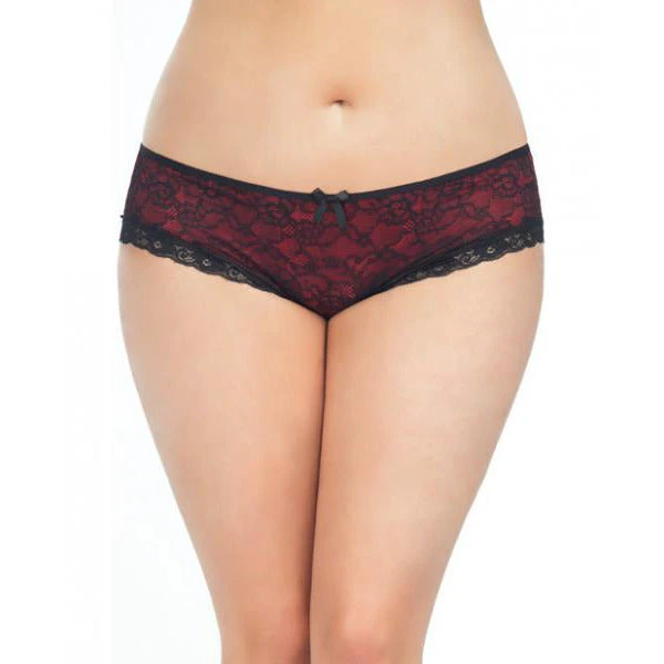 Cage Back Lace Panty Black Red 3X-4X