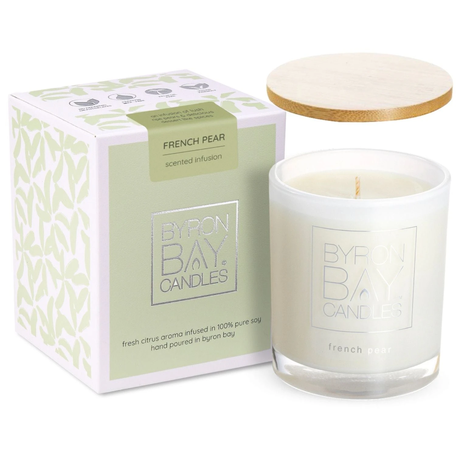 Byron Bay Candles | Scented Pure Soy Candle - 50 Hour Large - French Pear