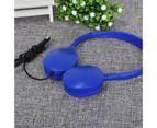 3.5mm Wired Retractable Portable Heavy Bass Headphone for Gaming/Online Courses Blue