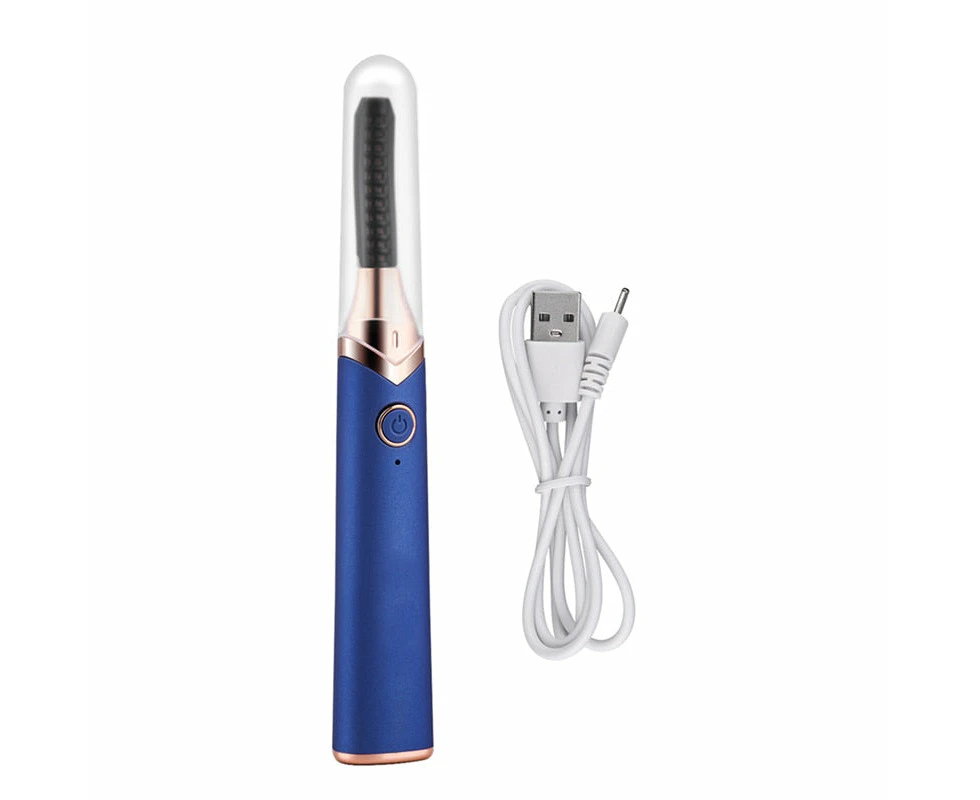 Beauty Makeup Heated Eyelash Curler Rechargeable Long Lasting Natural Curling Portable Pen Quick Heating Eye Lash Ironing Comb - Blue