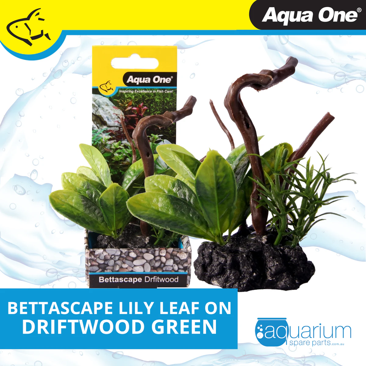 Aqua One Bettascape Lily Leaf On Driftwood Green (28476)