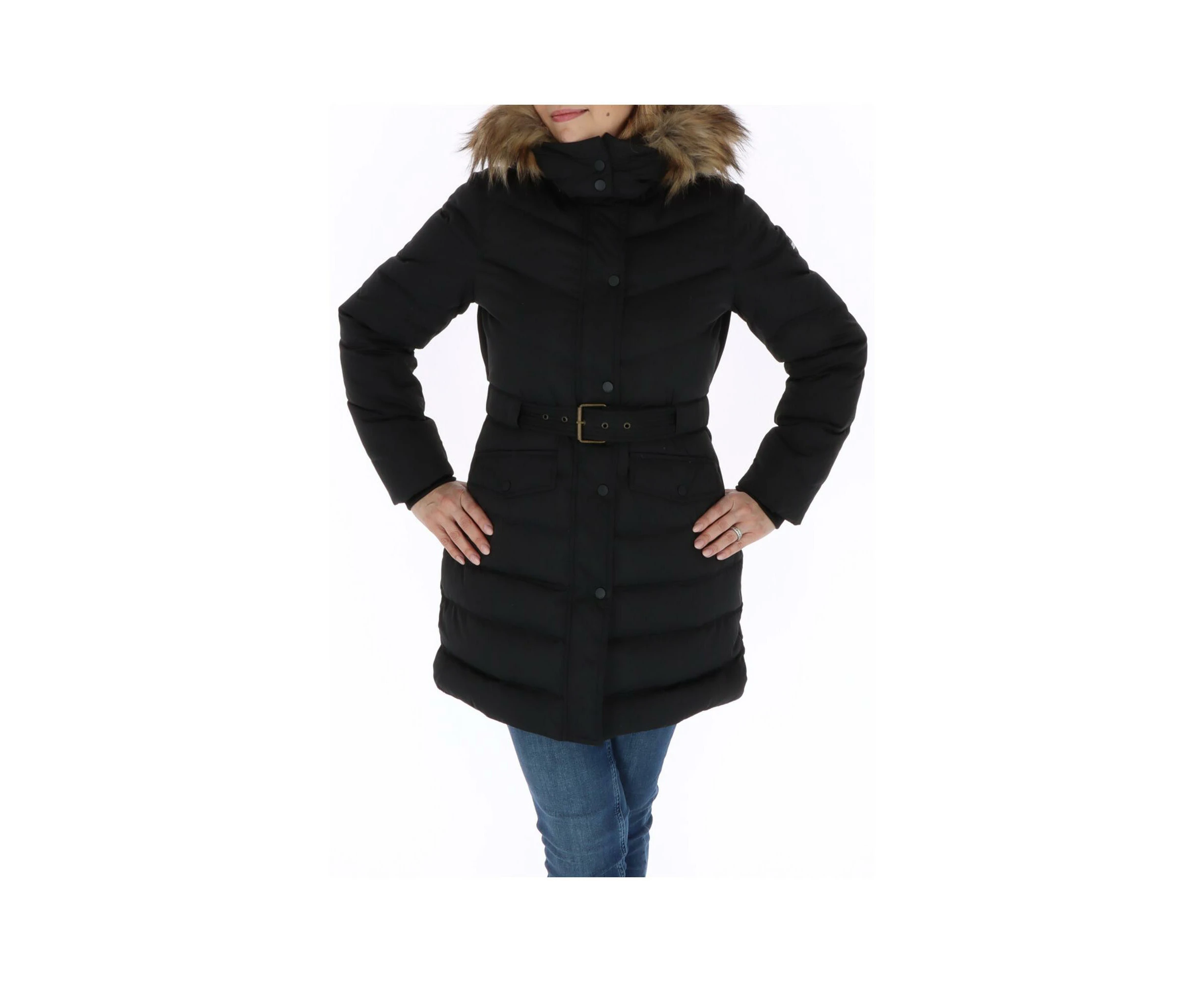 Black Hooded Jacket with Zip and Button Fastening - Black