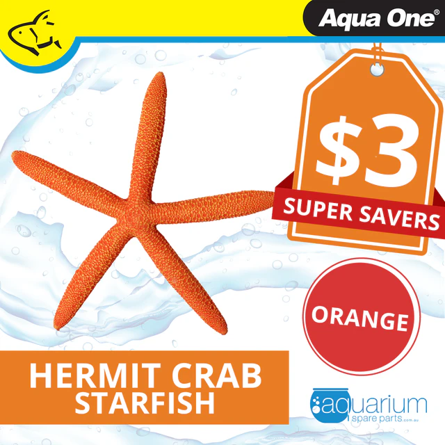 Aqua One Hermit Crab Starfish Orange Ornament 15x13.8x1.7cm (37179OR)