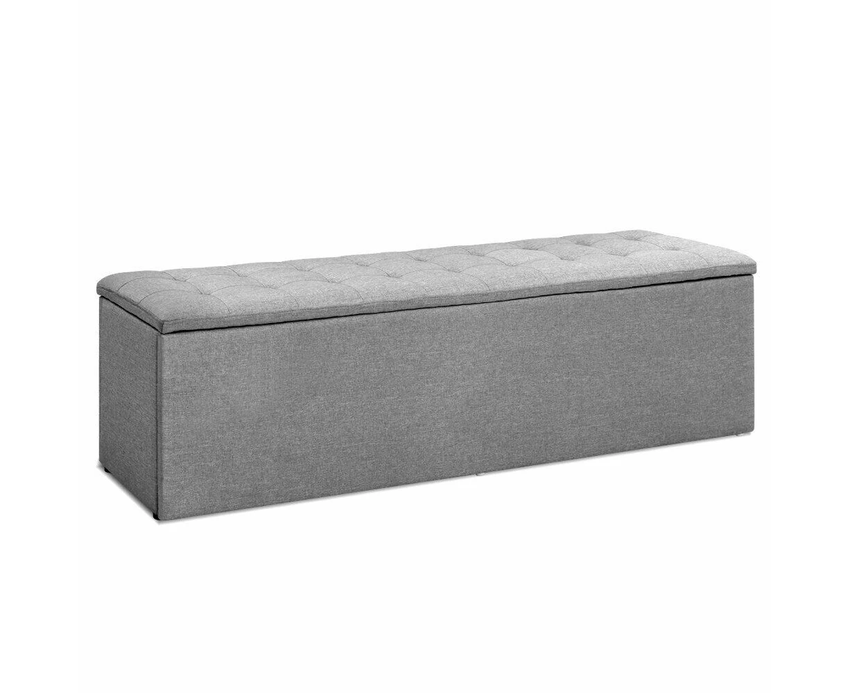 Storage Ottoman Blanket Box Bench 140cm Linen Chest Foot Stool Grey