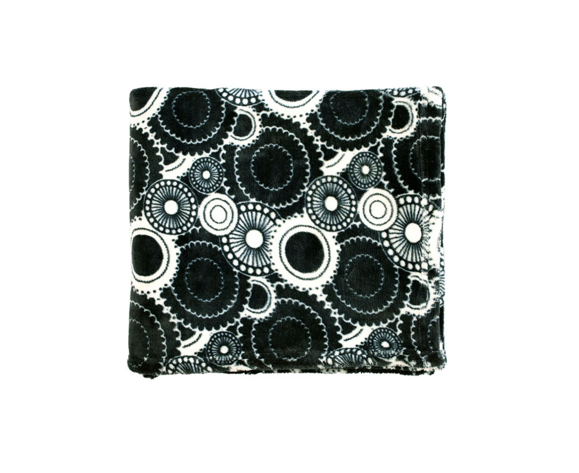 Assorted Plush Throw Rug 125 x 150 cm - Circle Black