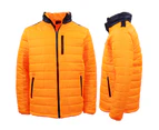 HI VIS Puffer Safety Jumper Full Zip Padded Jacket Zip Pocket Workwear Sweater - Fluro Orange