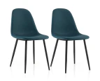 Giantex 2PCS Dining Chairs Upholstered Kitchen Chairs w/Metal Legs Office Lounge Chair Blue