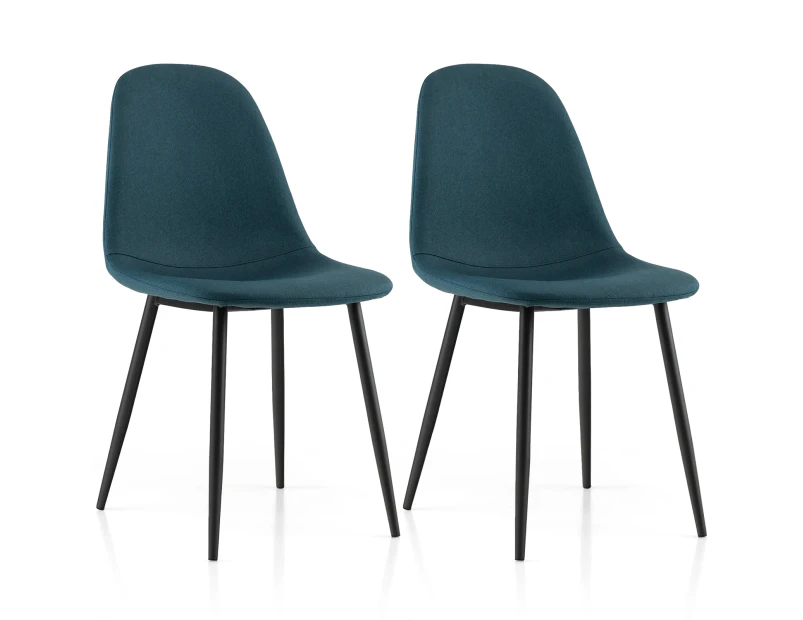 Giantex 2PCS Dining Chairs Upholstered Kitchen Chairs w/Metal Legs Office Lounge Chair Blue