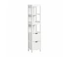 Bathroom Freestanding Tall Cabinet with Drawers Shelving Unit White