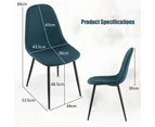 Giantex 2PCS Dining Chairs Upholstered Kitchen Chairs w/Metal Legs Office Lounge Chair Blue