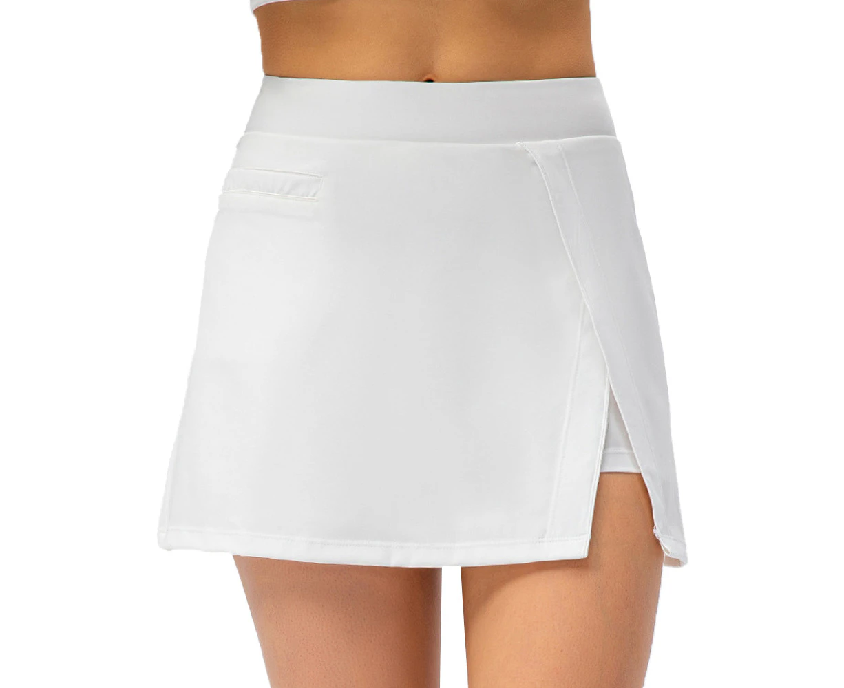 Classic White Tennis Skirts with Pockets - High Waisted Athletic Golf Skorts Skirts with Shorts for Women