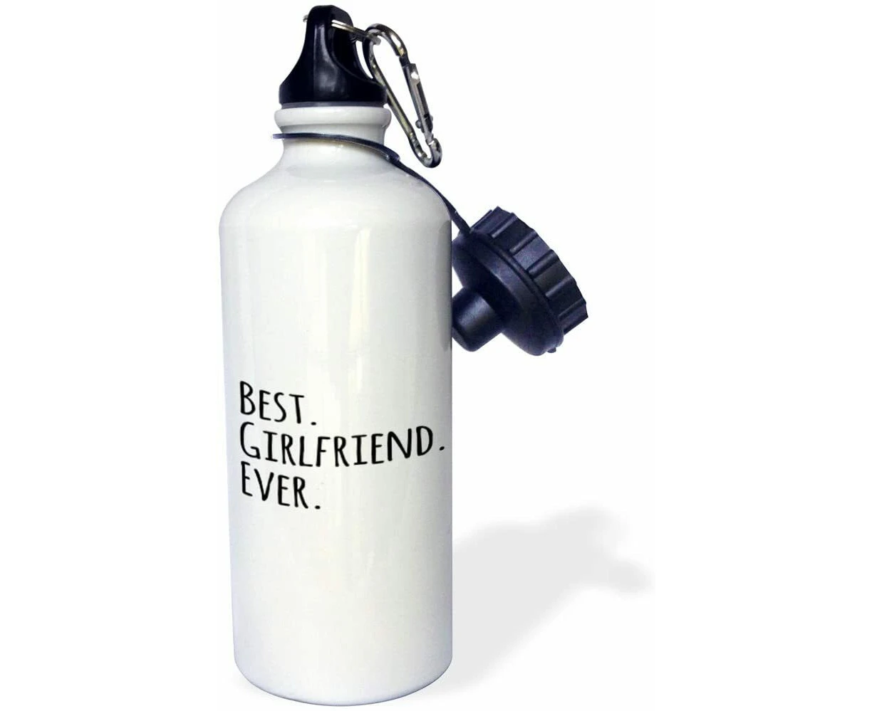 Best Girlfriend Ever-fun romantic love dating gifts for her anniversary or Valentine Sports eco-friendly Water Bottle, 620ml (21oz), White 3dRose