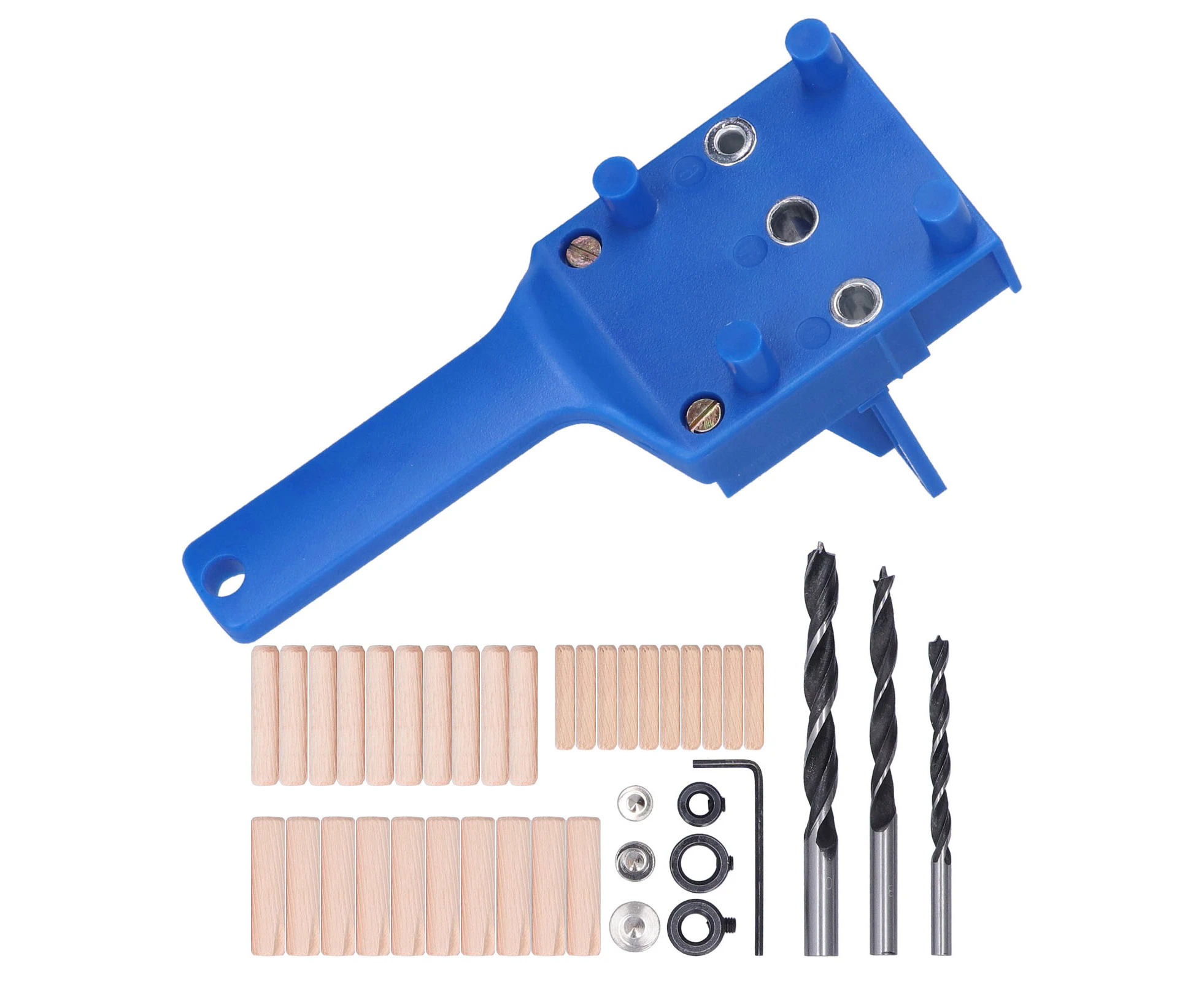 41Pcs Dowel Jig Kit Adjustable MultiFunctional Durable HighAccuracy Drill Jig for Straight Holes for Woodworking(Blue )