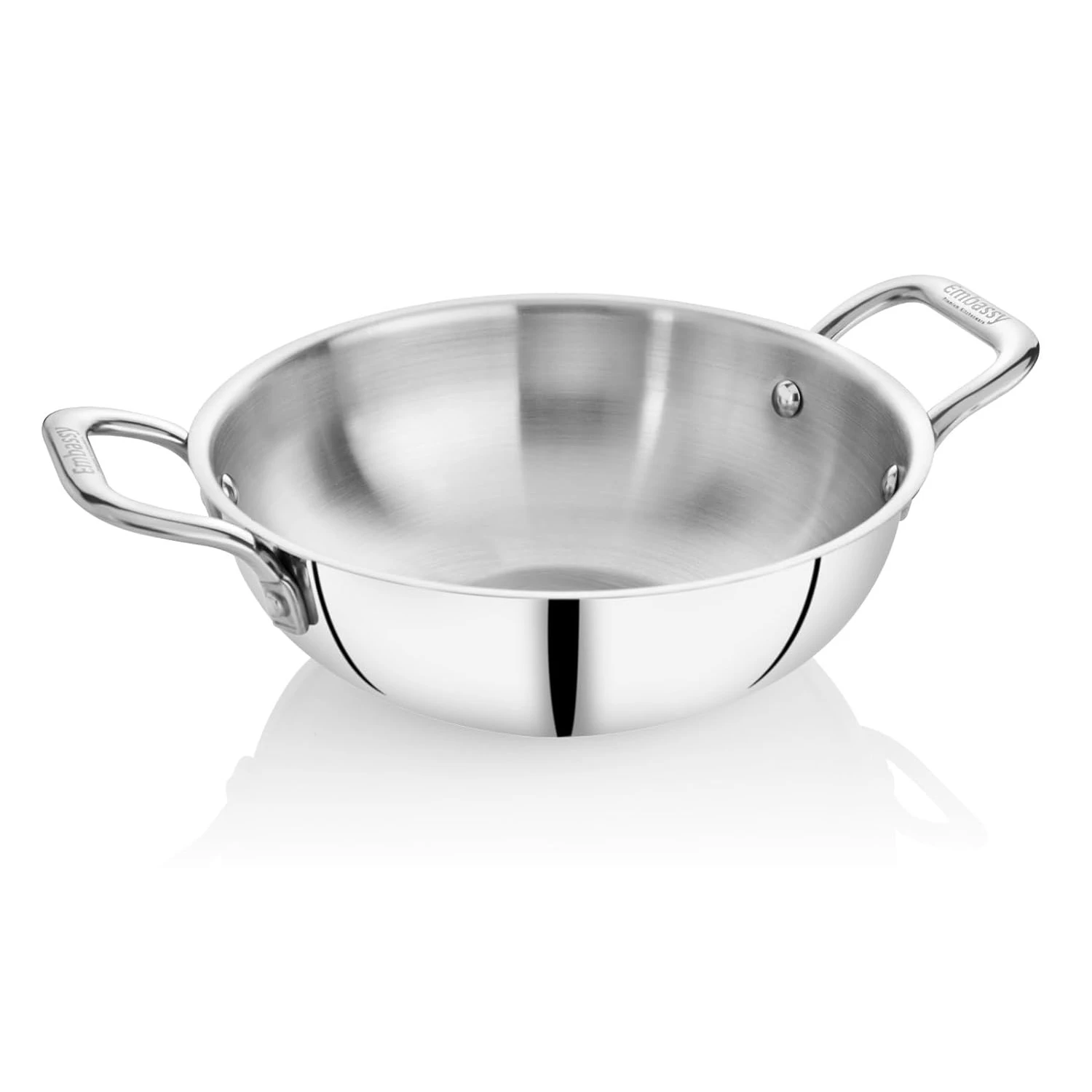 Embassy Stainless Steel Thickply Kadai - Size 14 -26cm