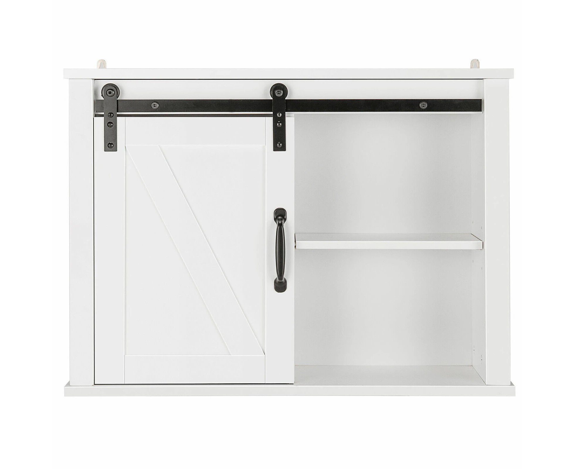 Bathroom Cabinet Wall Mounted Organizer w/ Sliding Barn Door White